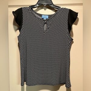 CeCe Black‎ and White Polka Dot Blouse Size S